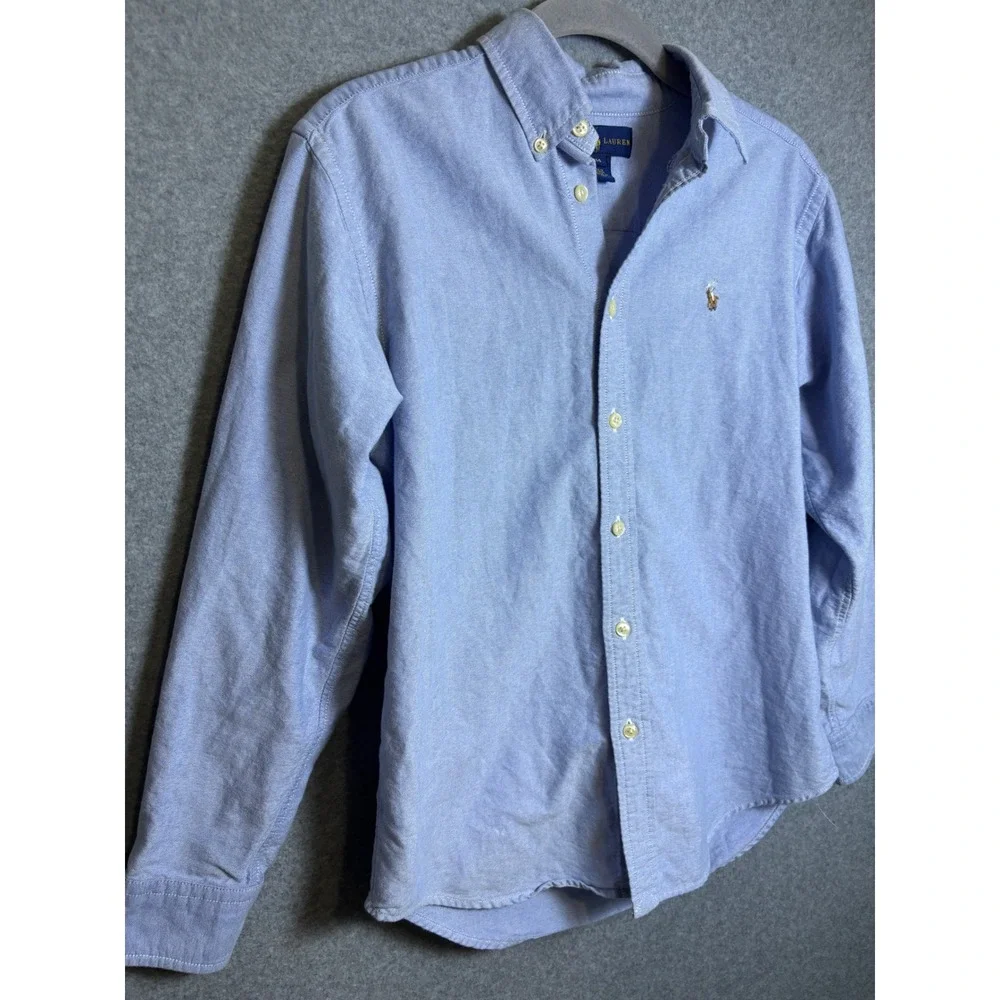 Ralph Lauren Boys 14 Oxford Button Down Shirt Blue Pony Cotton Preppy School